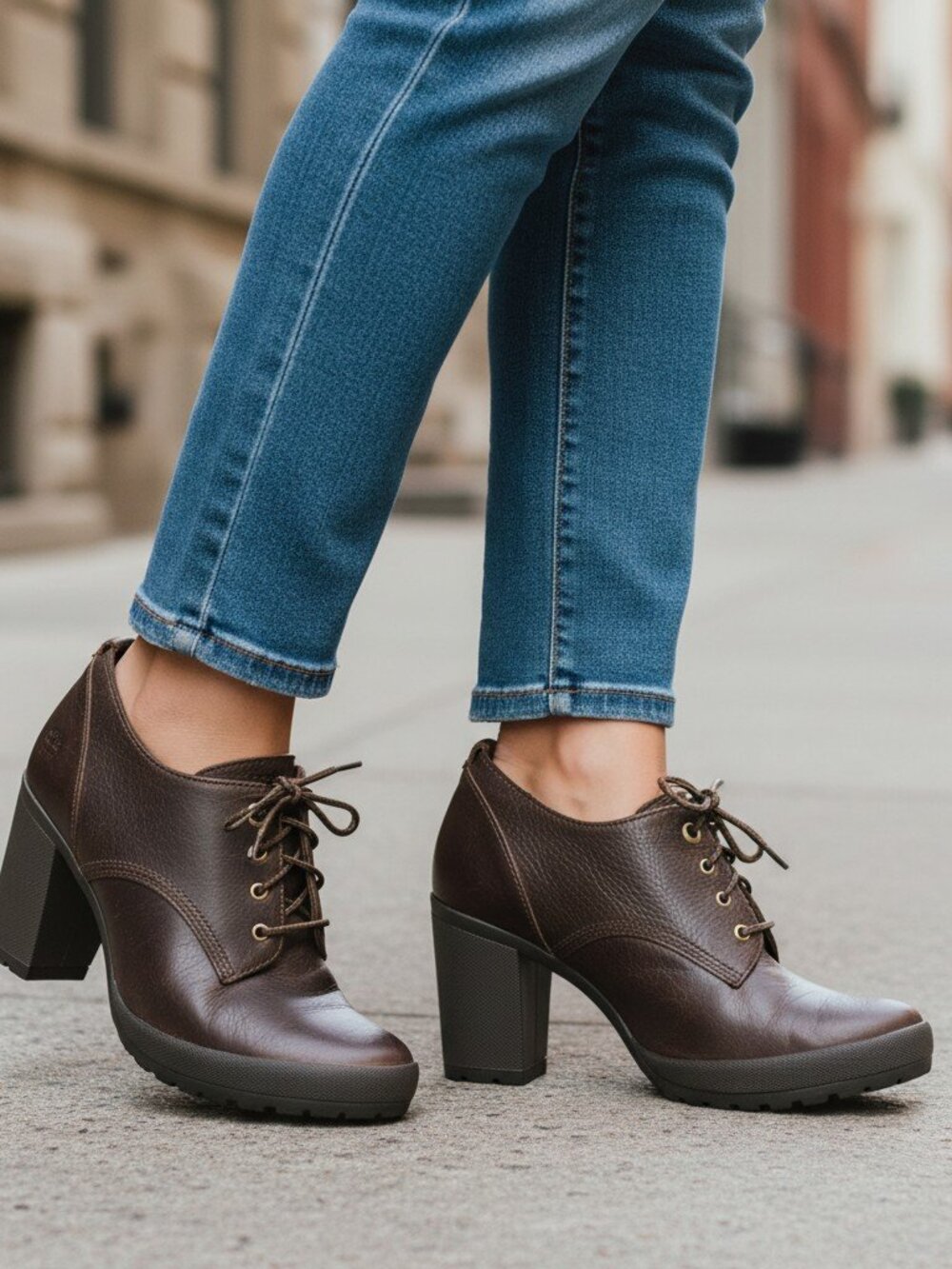 Timberland "Camdale" Leather Oxford Heeled Lace-up Shoe
